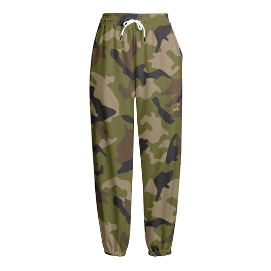Desert Green Camouflage Print Fleece Lined Knit Pants