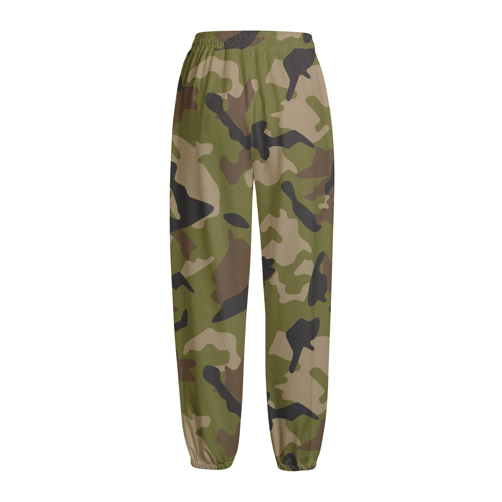 Desert Green Camouflage Print Fleece Lined Knit Pants