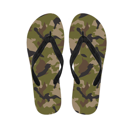 Desert Green Camouflage Print Flip Flops