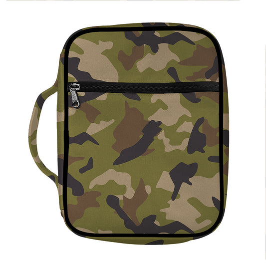 Desert Green Camouflage Print Front Pocket Bible Bag