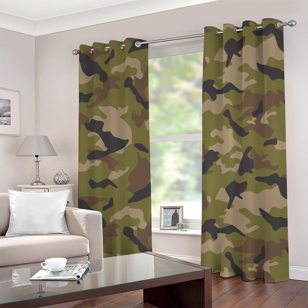 Desert Green Camouflage Print Grommet Curtains