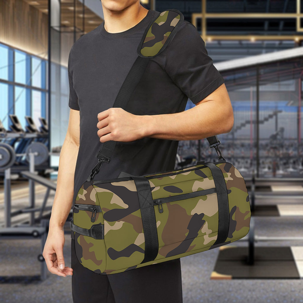 Desert Green Camouflage Print Gym Bag
