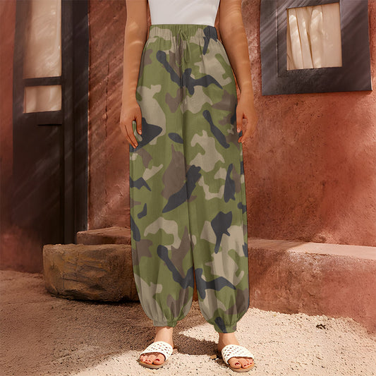 Desert Green Camouflage Print Harem Pants