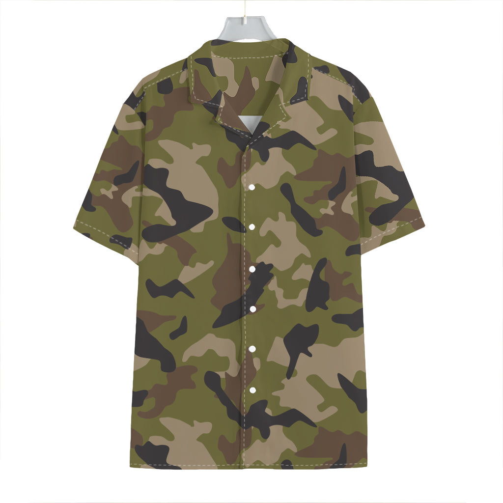 Desert Green Camouflage Print Hawaiian Shirt