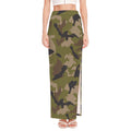 Desert Green Camouflage Print High Slit Maxi Skirt