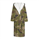 Desert Green Camouflage Print Hooded Bathrobe