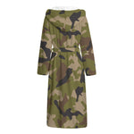 Desert Green Camouflage Print Hooded Bathrobe