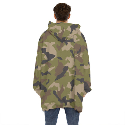 Desert Green Camouflage Print Hoodie Blanket