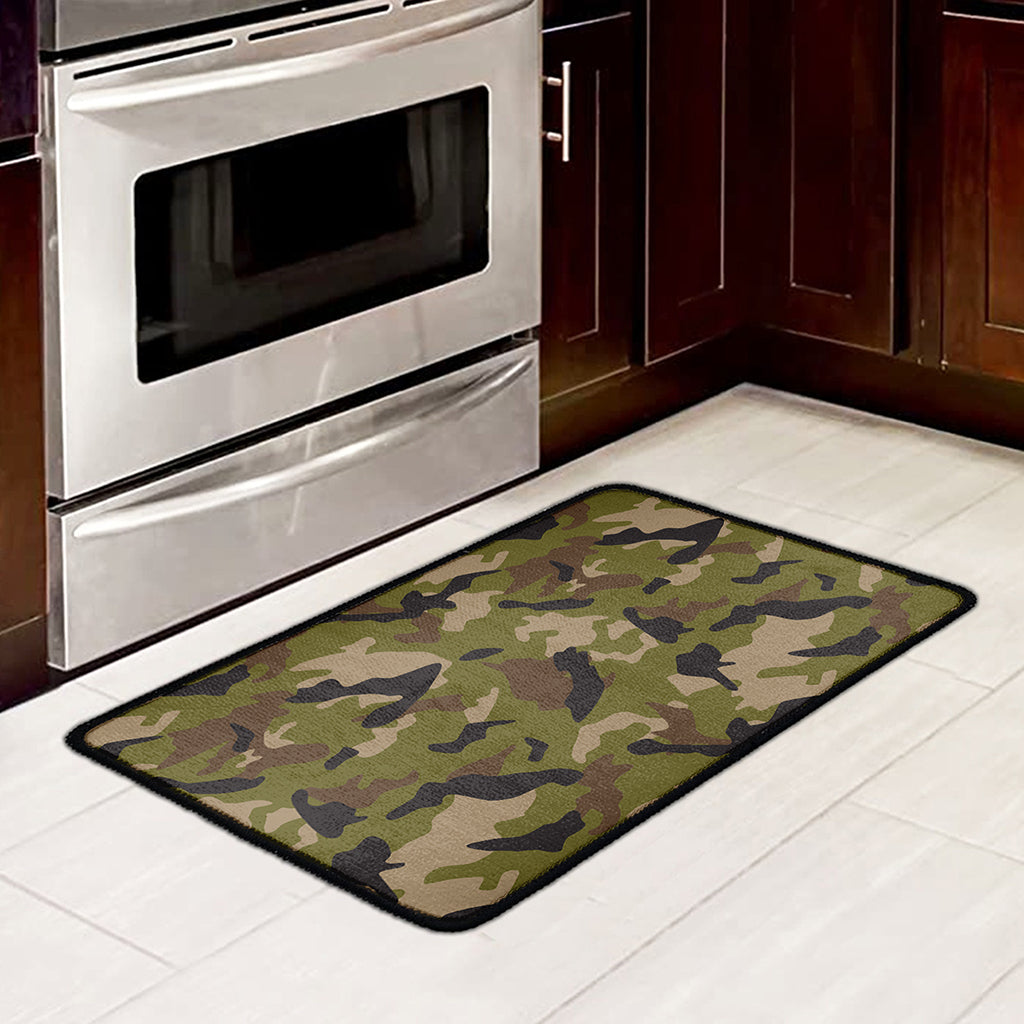 Desert Green Camouflage Print Kitchen Mat