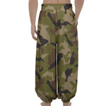 Desert Green Camouflage Print Lantern Pants