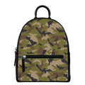 Desert Green Camouflage Print Leather Backpack
