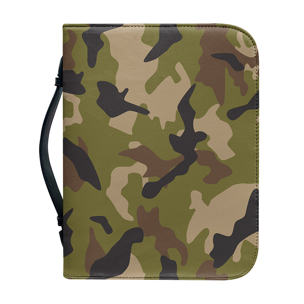 Desert Green Camouflage Print Leather Bible Cover