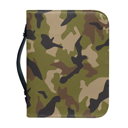 Desert Green Camouflage Print Leather Bible Cover