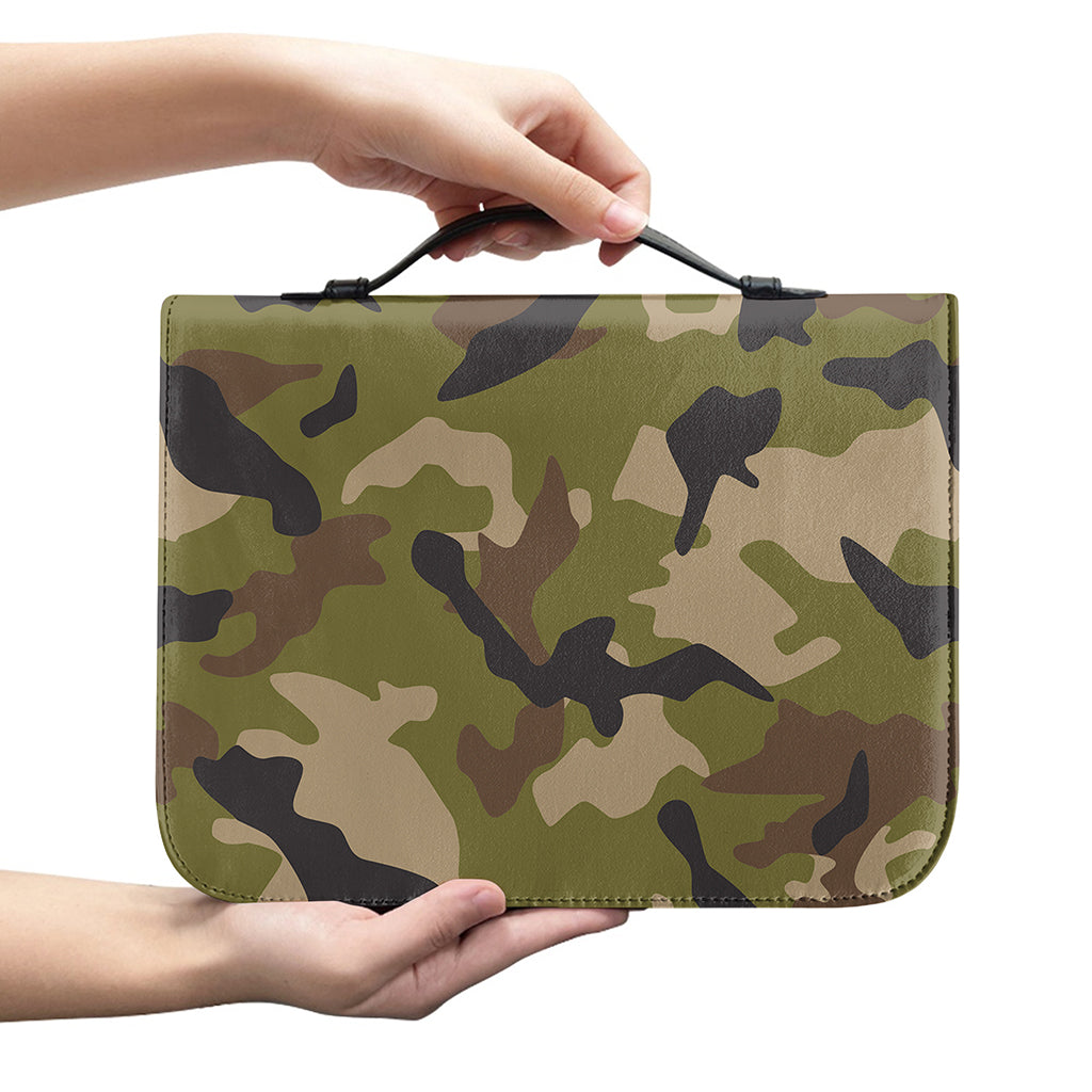 Desert Green Camouflage Print Leather Bible Cover