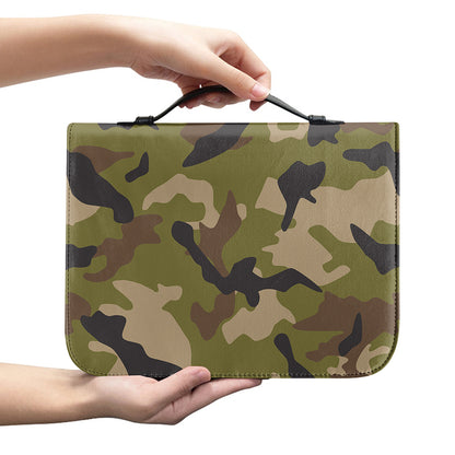 Desert Green Camouflage Print Leather Bible Cover
