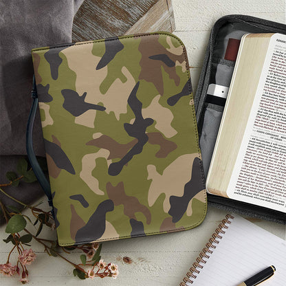 Desert Green Camouflage Print Leather Bible Cover