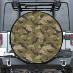 Desert Green Camouflage Print Leather Spare Tire Cover