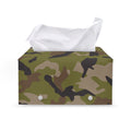 Desert Green Camouflage Print Leather Tissue Box Cover