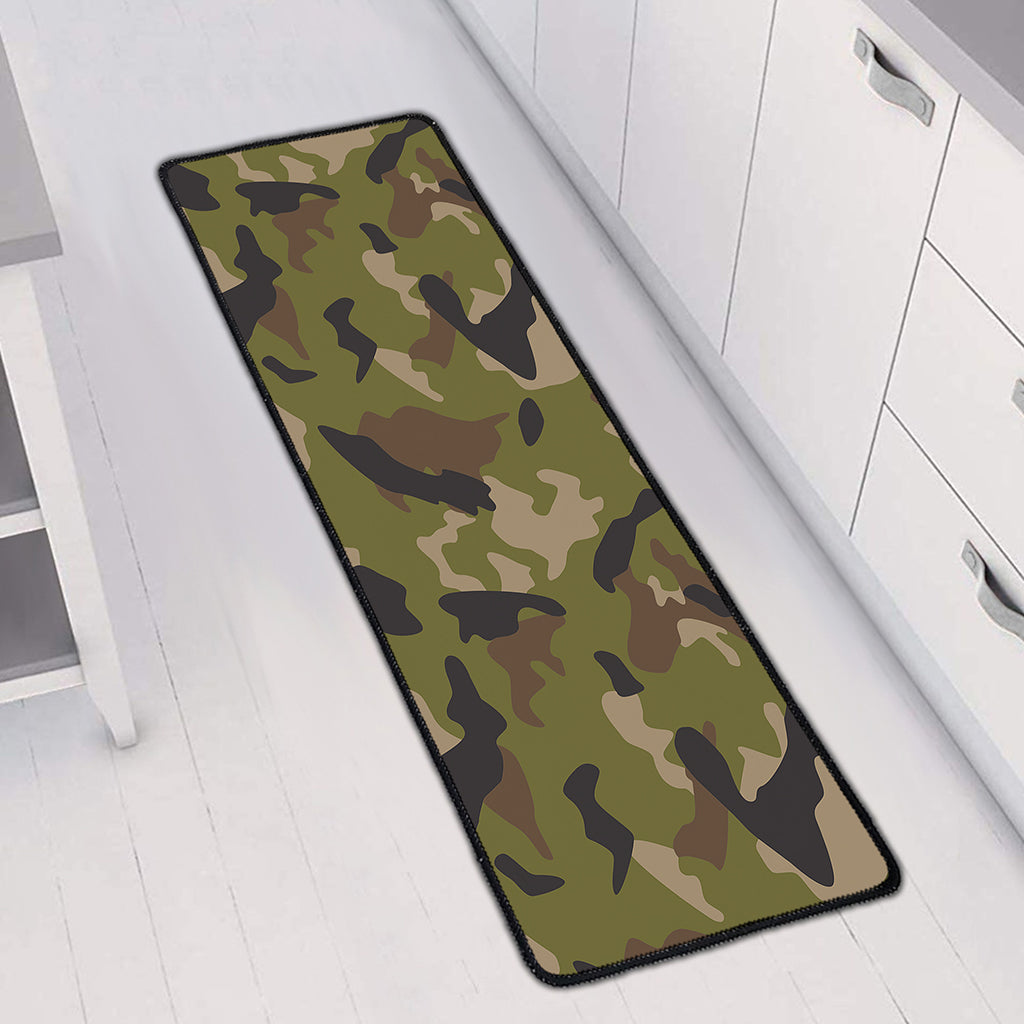 Desert Green Camouflage Print Long Kitchen Mat