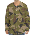 Desert Green Camouflage Print Long Sleeve Baseball Jersey