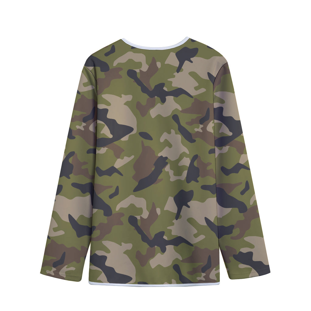 Desert Green Camouflage Print Long Sleeve Short Coat