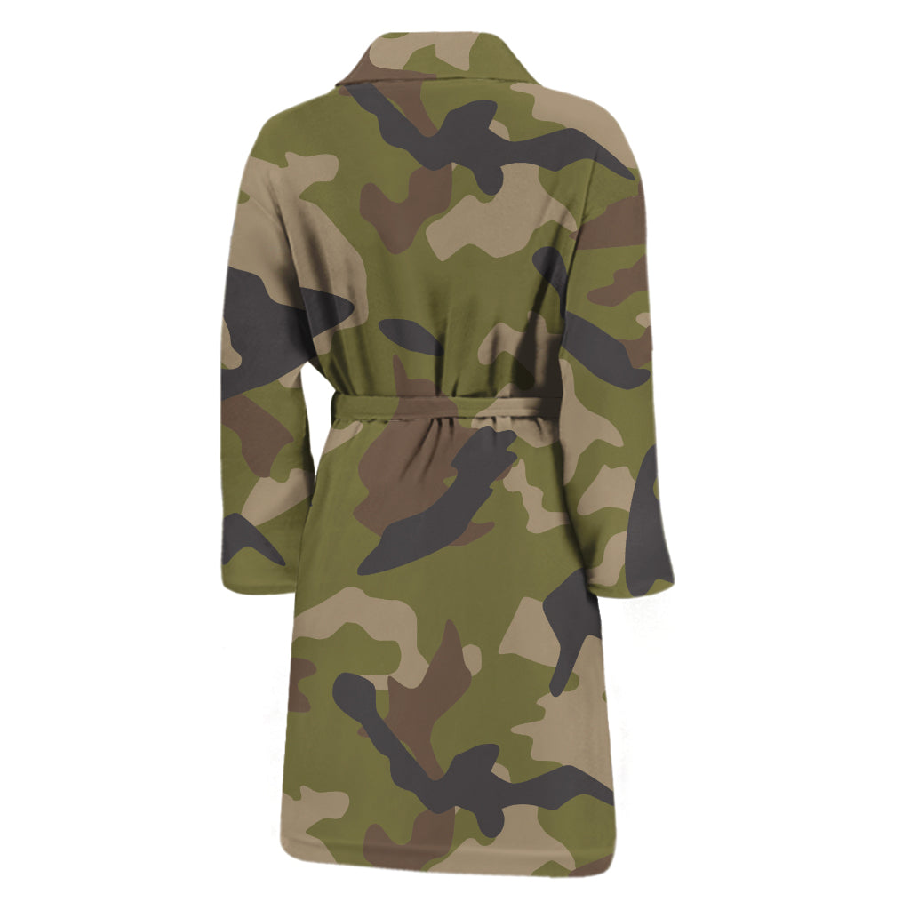 Desert Green Camouflage Print Men's Bathrobe