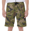 Desert Green Camouflage Print Men's Beach Shorts
