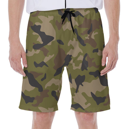 Desert Green Camouflage Print Men's Beach Shorts