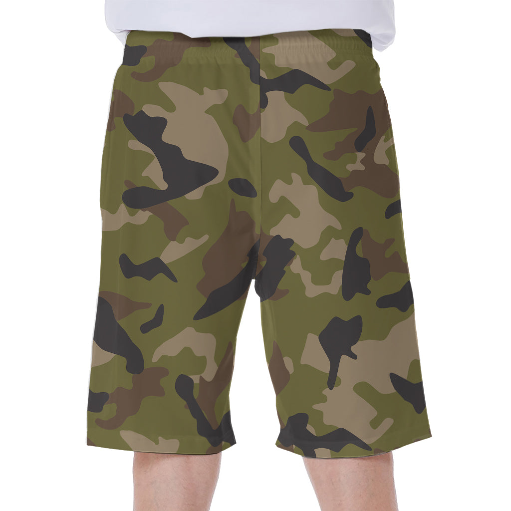 Desert Green Camouflage Print Men's Beach Shorts