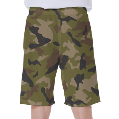 Desert Green Camouflage Print Men's Beach Shorts