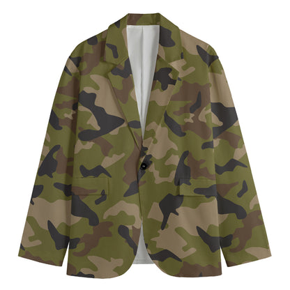 Desert Green Camouflage Print Men's Blazer
