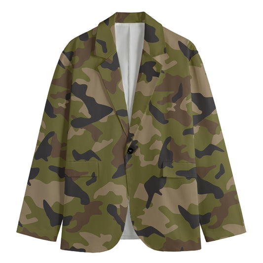 Desert Green Camouflage Print Men's Blazer