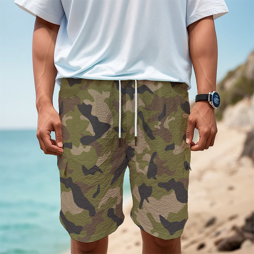 Desert Green Camouflage Print Men's Cargo Shorts