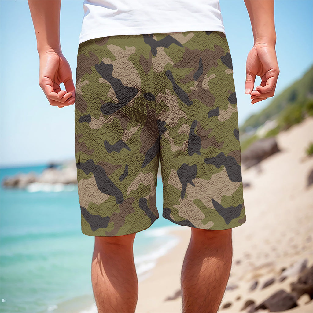Desert Green Camouflage Print Men's Cargo Shorts