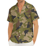 Desert Green Camouflage Print Men's Deep V-Neck Shirt