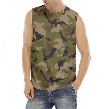 Desert Green Camouflage Print Men's Fitness Tank Top