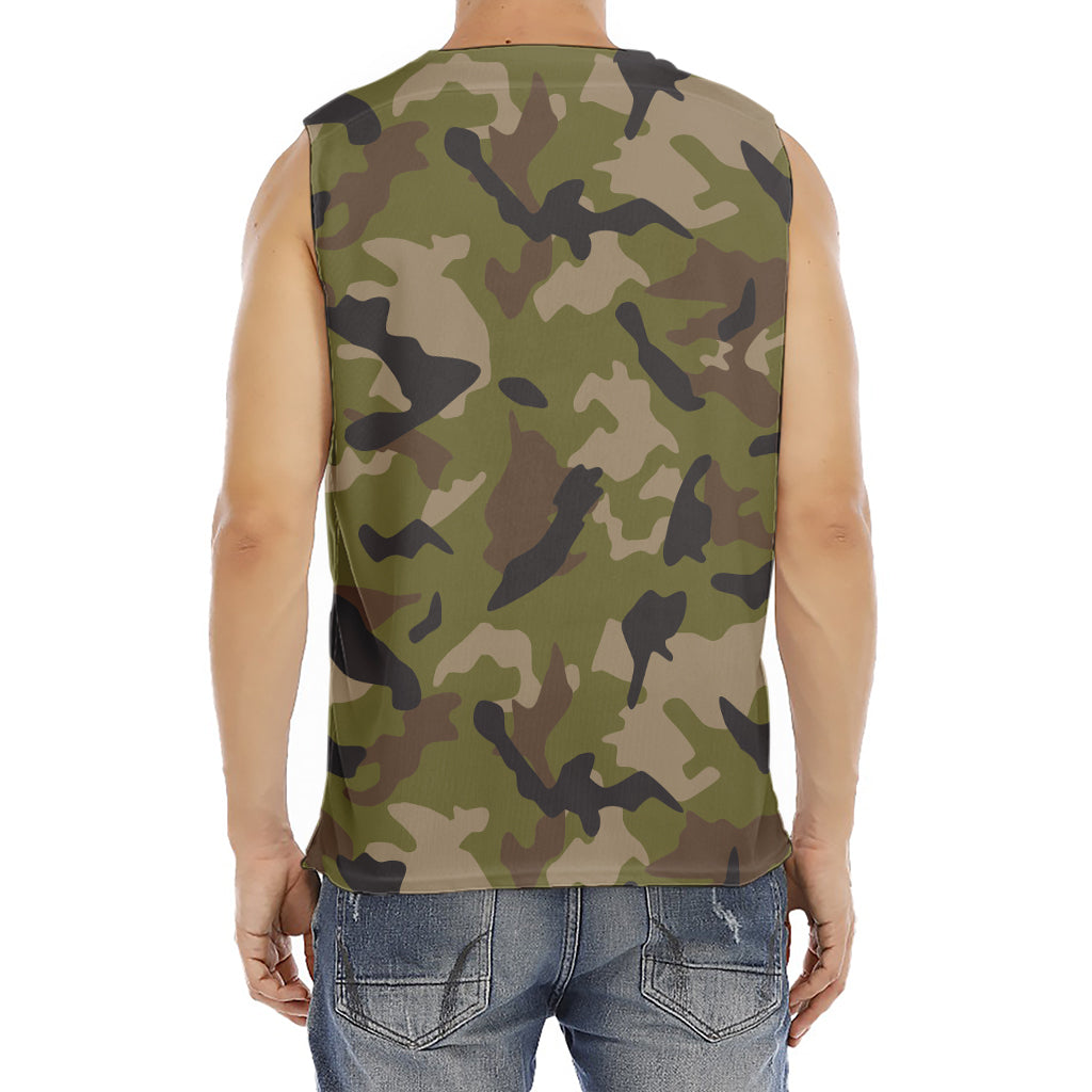 Desert Green Camouflage Print Men's Fitness Tank Top