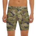 Desert Green Camouflage Print Men's Long Boxer Briefs