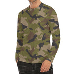 Desert Green Camouflage Print Men's Long Sleeve Rash Guard