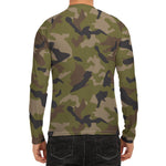 Desert Green Camouflage Print Men's Long Sleeve Rash Guard