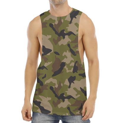 Desert Green Camouflage Print Men's Muscle Tank Top