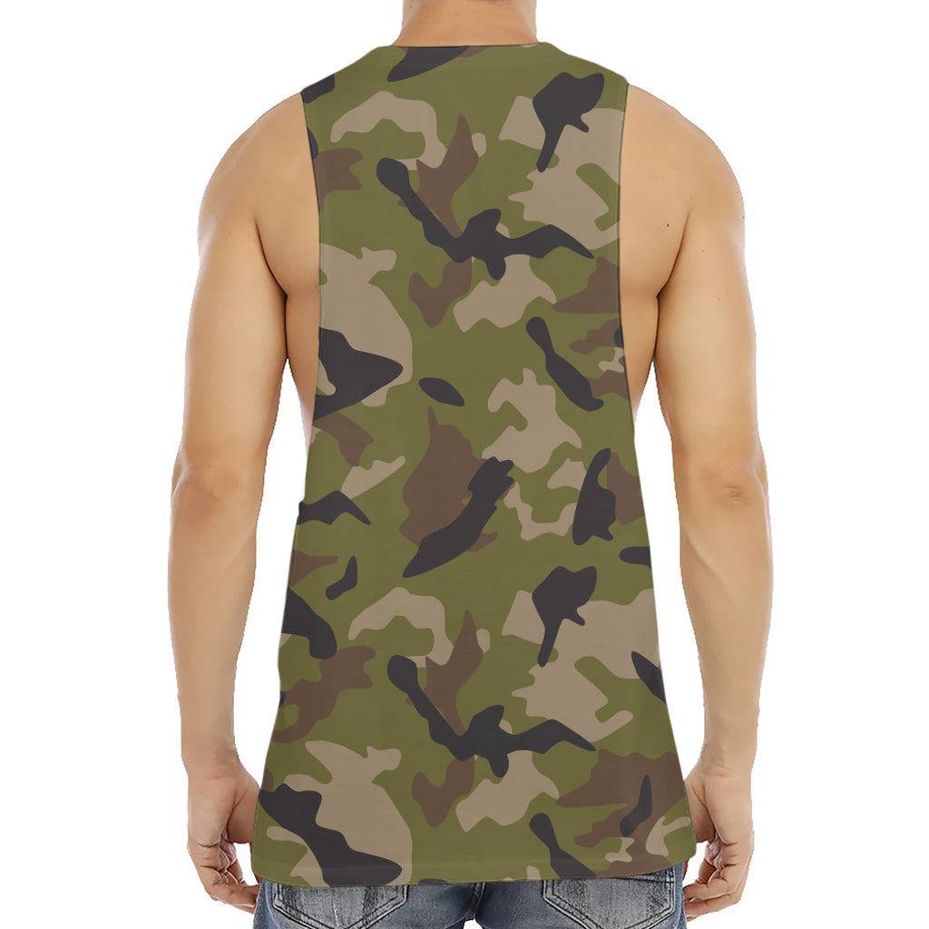Desert Green Camouflage Print Men's Muscle Tank Top