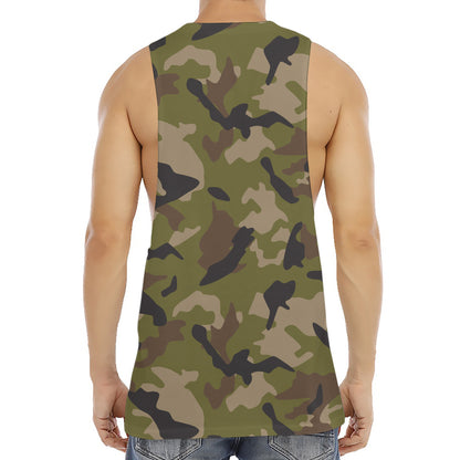 Desert Green Camouflage Print Men's Muscle Tank Top