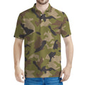 Desert Green Camouflage Print Men's Polo Shirt