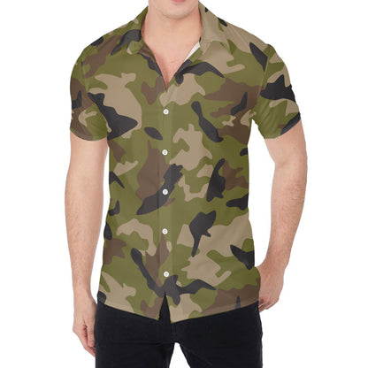 Desert Green Camouflage Print Men's Shirt