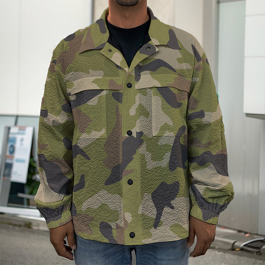 Desert Green Camouflage Print Men's Shirt Jacket