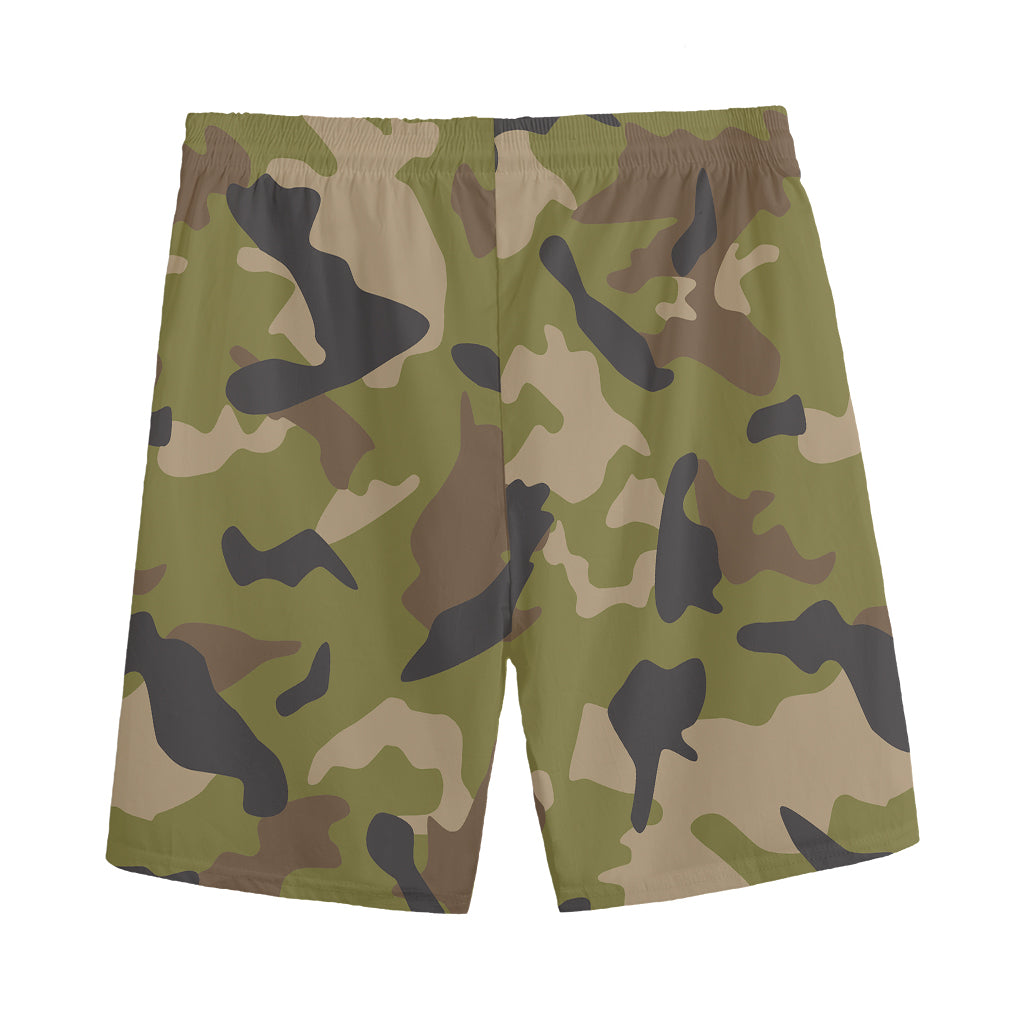 Desert Green Camouflage Print Men's Sports Shorts