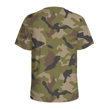 Desert Green Camouflage Print Men's Sports T-Shirt