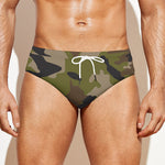 Desert Green Camouflage Print Men's Swim Briefs