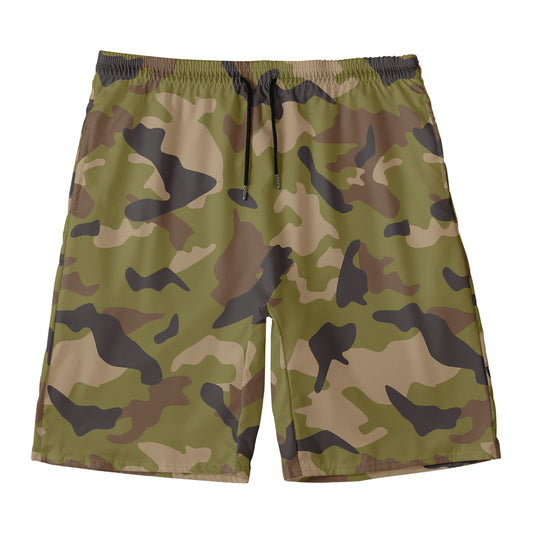 Desert Green Camouflage Print Men's Swim Trunks